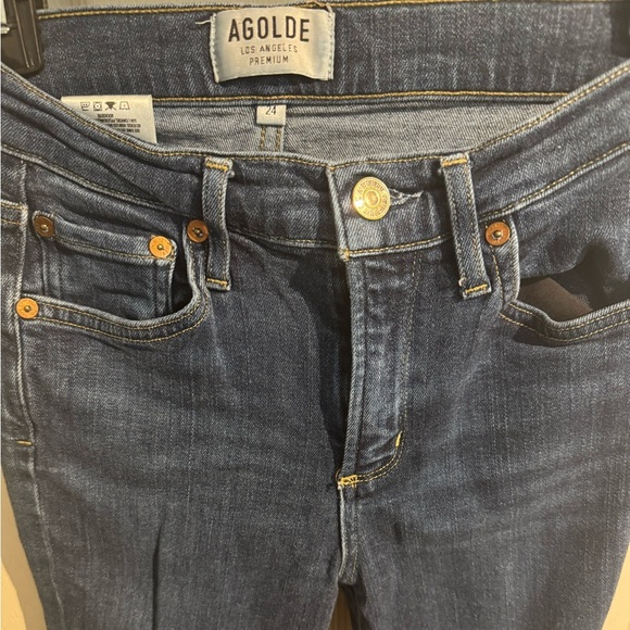 Agolde Sophie High Rise Medium Wash Skinny Jeans Stretch Denim Women's 24 - Picture 3 of 13